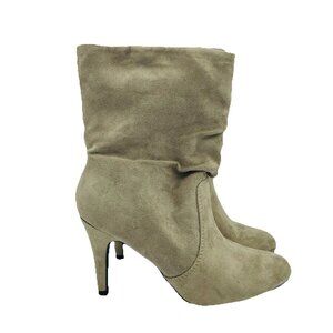 Express Shoes Womens Size 6 Tan Brown Faux Suede Heels Bootie Stiletto Boots